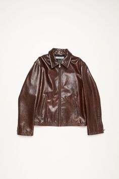 Leather jacket Old Leather Jacket, Acne Studios Jacket, Leather Jacket Brown, Winter Leather Jackets, Fashion Staples, Trademark Logo, Class Outfit, Suit Jacket Dress, Leather Store