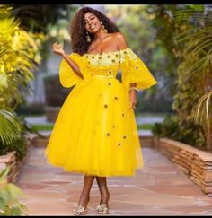 Garden Sunflower Tulle Women Dresses Modest Ankle Length Wedding Gust Party Dress Off The Shoulder Flare Sleeves Yellow Wedding Dress, Girls Tulle Skirt, Tulle Midi Dress, Sunflower Dress, Quince Dress, Gown Photos, Photoshoot Dress, Fit Details, Modest Dresses