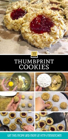 the process for making thumbprint cookies is shown