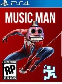 an image of a cartoon character on the cover of a video game, music man