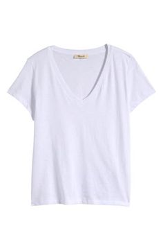 Coming in light and airy slub-cotton jersey, this relaxed V-neck T-shirt is primed to pair with everything. 23" length (size Medium) V-neck Short sleeves 100% pima cotton Machine wash, tumble dry Made in Peru White Vneck Tshirt, Anna Selezneva, Africa Trip, V Neck T Shirts, Cross Neck, Italy Trip, White Plains, Designer Outfits, Plain Shirts