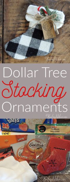 dollar tree stocking ornaments with text overlay