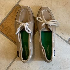 Women’s Boat Shoes From Nautica Brand New Never Worn Size 6 1/2 Casual Low-top Boat Shoes For Boating, Casual Beige Slip-on Boat Shoes, Sporty Boat Shoes With Round Toe For Boating, Sporty Round Toe Boat Shoes, Nautica Shoes, Shoes Color, Flat Shoes Women, Boat Shoes, Loafer Flats