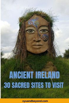 the cover of an article about ancient ireland, featuring a face with grass growing on it