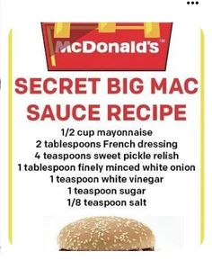 mcdonald's secret big mac sauce recipe is on sale for $ 1 / 2