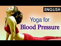 a woman is doing yoga for blood pressure with the words english in front of her