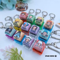 the keychains have been made to look like they are being used by anime characters