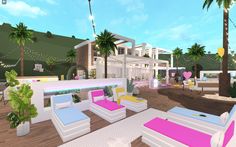 Bloxburg custom love island build Love Island Bloxburg, Sims Love, Island Villa, Sims Building, Island House, Design Your Dream House, Love Island, Cool House Designs