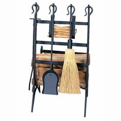 a broom and some sort of tool holder