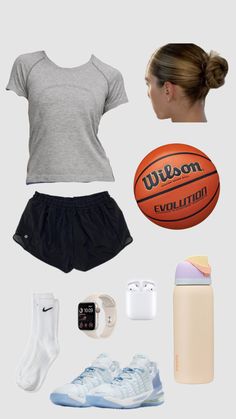 basketball outfit #outfit #basketballgirl #Sophia (Sabbies and Sophie’s verson) Casual Hairstyles For Long Hair, Basketball Outfit, Basketball Clothes, Gym Fits, Volleyball Outfits, Casual Preppy Outfits, Trendy Outfits For Teens, Basketball Girls, Casual Hairstyles