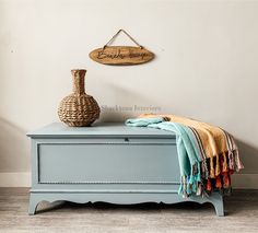 Harbor Blue - Shackteau Interiors Hope Chest Makeover, Painted Cedar Chest, Chest Makeover, Chest Ideas, Painted China Cabinets, Large Dresser, Refinished Furniture, Cedar Chest, Furniture Rehab