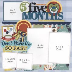 the five month kit includes 5x5 inches and 3x4 inches, including three photos