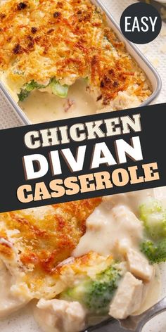 chicken divan casserole with broccoli on the side