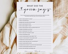 what did the groom say? written on a piece of paper next to some feathers