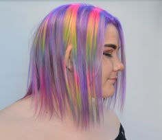 Blue And Rainbow Hair, Rainbow Hair Aesthetic, Hair Stripes, Pure Makeup, Vivid Hair Color, Frontal Wig Hairstyles, Rainbow Hair Color, Hair Color Pastel, Hair Color Techniques