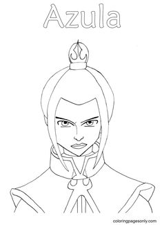 the character azula from avatar coloring pages