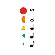 the music notes are arranged in different colors