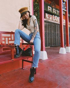 Chinatown Los Angeles, Internet Girl, Normal Person, A Chair, Ankle Jeans, Mom Jeans, Bench, Cute Outfits