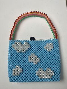 SUSAN ALEXANDRA Broadway Beaded NYC DESIGNER Purse Bag Clouds New. This retails for $360 It’s missing some beads please look at photo. It’s new with tag. Unfortunately came with missing beads Beaded Cloud, Susan Alexandra, Nyc Design, Brick Stitch Pattern, Crafty Craft, Purses Designer, Beaded Bags, Brick Stitch, Purse Bag