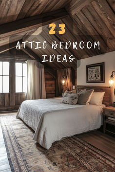 a bed room with a neatly made bed next to a window and wooden ceilinging