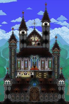 Terraria Cathedral, Terraria Castle, Terraria Memes, Terraria Game, Terrarium Base, Terraria House Ideas, Terraria House Design, Terraria House, Side Scroller