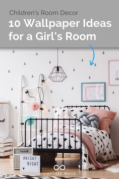 Check out these awesome girl's bedroom wallpaper design ideas. Whether your girls are lovers of all things floral or polka dots, whether they're toddlers or teens, we have the best design ideas for her bedroom! With our removable wallpaper you can easily take down the design once they grow out of it or find something else they like. | Limitless Walls - Premium Wall Murals Girls Bedroom Wallpaper Ideas, Teen Girl Wallpaper, Bedroom Wallpaper Design, Toddler Wallpaper, Wallpaper Design Ideas, Bedroom Wallpaper Ideas, Childrens Wall Murals, Girls Bedroom Wallpaper, Wallpaper Design For Bedroom