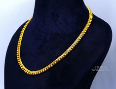 Indian handmade fabulous design craftsmanship girl's wedding necklace chain authentic 22karat yellow gold gifting jewelry from Rajasthan India. Metal-22karat yellow gold. Type- Necklace chain. Marking-22k/916 hallmarking sign. length and weight chart: 10 inches-18.500 grams (Anklet Single). 10.5 inches-19.430 grams (Anklet Single). 18 inches-33.310grams. 20 inches-37.00 grams . 22 inches-40.700 grams . 24 inches-44.400 grams . 26 inches-48.100 grams . 28 inches-51.800(belly chain) 30 inches-55.5 Traditional Yellow Chain Necklace Gift, Traditional Yellow Chain Necklace For Gifts, Formal Yellow 22k Gold Chain Necklace, Traditional Gold Chain Necklace For Formal Occasions, Elegant Yellow Necklace For Puja, 10 Grams Gold Chain Design, 10 Grams Gold Necklace Indian, 20 Grams Gold Necklace Designs, Indian Gold Necklace Designs