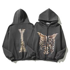 Made with a high-quality blend of cotton and polyester, this hoodie is perfect for keeping you warm and comfortable during those cooler days. The vintage street skeleton graphic on the back of the hoodie adds a unique and eye-catching touch, while the front zipper allows for easy on and off. Features: -90% Polyester, 10% Elastane -Fixed hood -Full zip closure -Skeleton graphic design -Kangaroo pocket -Ribbed cuffs and hems -Unisex style Skull Print Hoodie For Streetwear, Urban Hoodie With Skull Print, Urban Style Hooded Hoodie With Skull Print, Grunge Skull Print Hoodie For Fall, Urban Style Skull Print Hoodie For Fall, Urban Skull Print Hoodie For Fall, Urban Hoodie With Skull Print For Fall, Urban Style Hoodie With Skull Print For Fall, Fall Urban Hoodie With Skull Print