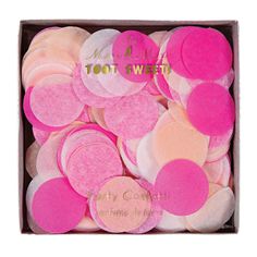 Assorted pink, peach and white one inch round confetti Confetti Party Decorations, Meri Meri Party, Fancy Sprinkles, Pink Party Decorations, Valentinstag Party, Girly Party, Party Confetti, Pink Birthday Party, Paper Confetti