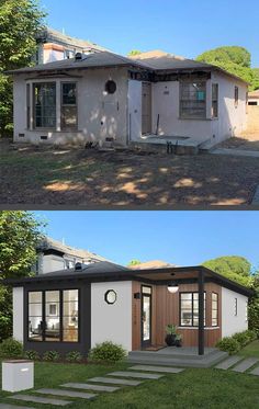 before and after photos of a house being remodeled