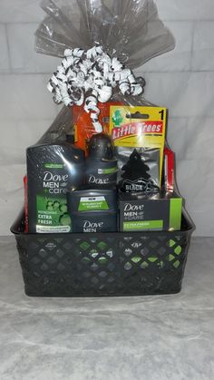 -This basket makes the perfect Valentines gift, birthday or Father's Day gift. Loaded with all of his favorites such as Personal care items, and  candy. All baskets are custom-made to order so each one will vary in appearance and content but they all contain the same inspired look and quality of items. -All baskets will come wrapped tightly and topped with a bow. -If you are interested in other personalized gift baskets that are not currently listed on my page please feel free to message me. -Re Men’s Birthday Basket, Bf Gift Basket, Fathers Day Basket, Mens Gift Basket, Bf Gift, Personalized Gift Baskets, Gift Baskets For Men, Birthday Basket, Relax Spa