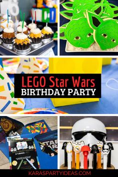 lego star wars birthday party with lots of food and decorations