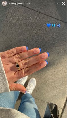 Blue Nails French, Blue French Manicure, Nails French Manicure, Blue Prom Nails, French Tip Gel Nails, Gel Nails French, Royal Blue Nails, Acrylic Press On Nails, Simple Gel Nails