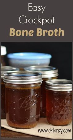 easy crockpot bone broth recipe with text overlay