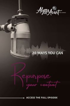 a microphone with the words repuppose your content on it and an image of a microphone