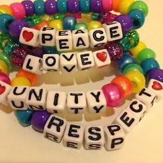 (20) RANDOM Mixed KANDI Bracelets WORDS Singles Rave EDM Cuff Beads Lot Candy Kandi Singles Ideas, Homemade Beads, Rave Candy, Kandi Singles