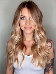 40 Irresistible Strawberry Blonde Hair Ideas to Rock This Fall Fall Baylage Hair Blonde Caramel, Bayalage Strawberry Blonde Balayage, Subtle Red Lowlights In Blonde Hair, Brown Roots Strawberry Blonde Hair, Red And Blonde Fall Hair Color, Strawberry Bayalage Blonde, Latest Blonde Hair Color Trends, Blonde Red Fall Hair Color, Fall Hair Honey Blonde