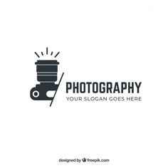 the logo for photography is an image of a camera with a lens and a stick