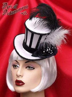 headpieces! Mannequin Decor, Cabaret Costume, Top Hat Costume, Top Hats For Women, Wrinkles Remedies Face, White Satin Fabric, Alice In Wonderland Diy, Fascinator Hats Diy, Alice In Wonderland Tea Party Birthday