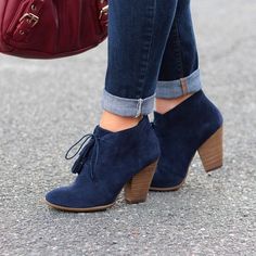 THE Fall Bootie! Fall Booties, Lace Up Booties, Navy Lace, Sole Society, Clarks Shoes