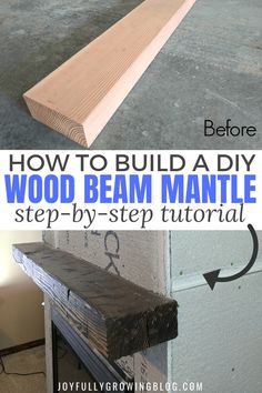 how to build a diy wood beam mantle with step by step instructions and pictures