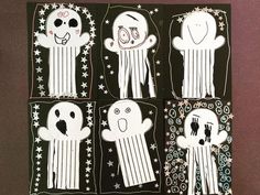 the four ghostes are depicted in this paper cutout art project for kids to make