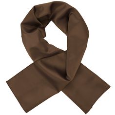 We designed this women's terra brown scarf for professional group wear in a choir or corporate setting. It's a lightweight, single layer scarf made from polyester. These ladies' scarves come in two sizes: 9-inches by 45-inches or 11.5-inches by 60-inches. The smaller, 9" by 45" size can be worn a few ways, including a simple front knot or tuck, tied into a small bow, tied to the side of the neck or secured with a scarf ring (not included). (Think of the uniform scarves flight attendants wear for Casual Brown Scarves, Luxury Brown Neckwear For Business, Luxury Brown Scarves For Women, Casual Brown Scarves Cheap, Brown Uniform, Brown Solid Color, Professional Group, Brown Scarf, Womens Group