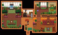 an overhead view of a living room and kitchen area in the legend of zelda