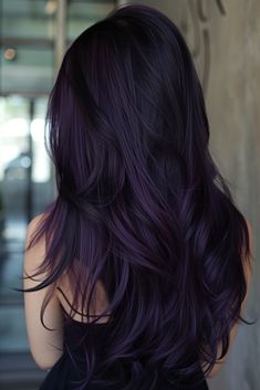 42  Stunning Midnight Purple Hair Ideas Her Color Hair Colour, Dark Colour Hair Dyes, Cool Natural Hair Colors, Hair Fashion Color Ideas, Blackberry Hair Color For Brunettes, Dark Brown Hair With Dark Purple, Hair Colour For Long Straight Hair, Dark Colourful Hair, Black Hair Purple Undertone