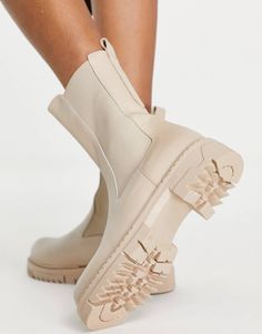 NA-KD leather chunky boot in beige | ASOS Trendy Beige Platform Boots With Reinforced Heel, Beige Boots With Reinforced Flat Heel, Beige Flat Heel Boots With Reinforced Heel, Beige Chunky Platform Boots With Round Toe, Beige Round Toe Platform Boots With Chunky Platform, Casual Beige Boots With Chunky Platform, Beige Ankle-high Boots With Cushioned Footbed, Beige High Ankle Boots With Lug Sole, Beige Ankle-high Boots With Lug Sole