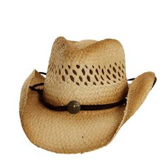 Sundance Natural Straw Cowboy Hat Front Angled View Natural Handwoven Western Straw Hat, Handwoven Western Straw Hat, Western Toquilla Straw Hat With Upf 50+, American Straw Cowboy Hat, Western Straw Hat For Rodeo, One Size Fits Most, Australian Outback Hat, Straw Cowgirl Hat, White Cowboy Hat, Hats For Big Heads