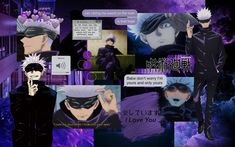 an anime scene with two men dressed in black and one is wearing a purple suit