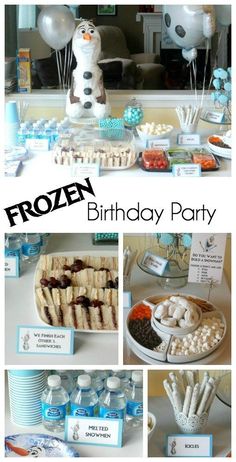 a frozen birthday party with food and decorations