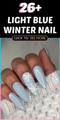 Enhance your winter nail style with charming light blue nail art that radiates elegance. Delve into gentle pastel blues and dazzling icy shades to stay fashionable during this season. Our range presents ideal choices to effortlessly elevate your winter fashion. Flaunt your uniqueness with stunning light blue manicures that will definitely attract attention. Uncover a fresh level of sophistication for your nails this winter, making a striking statement with every look. Blue Bow Nails, Light Blue Christmas Nails, Light Blue Nail Art, Winter Nails Almond, Icy Blue Nails, Blue Winter Nail Designs, Light Blue Nail, Light Blue Nail Designs